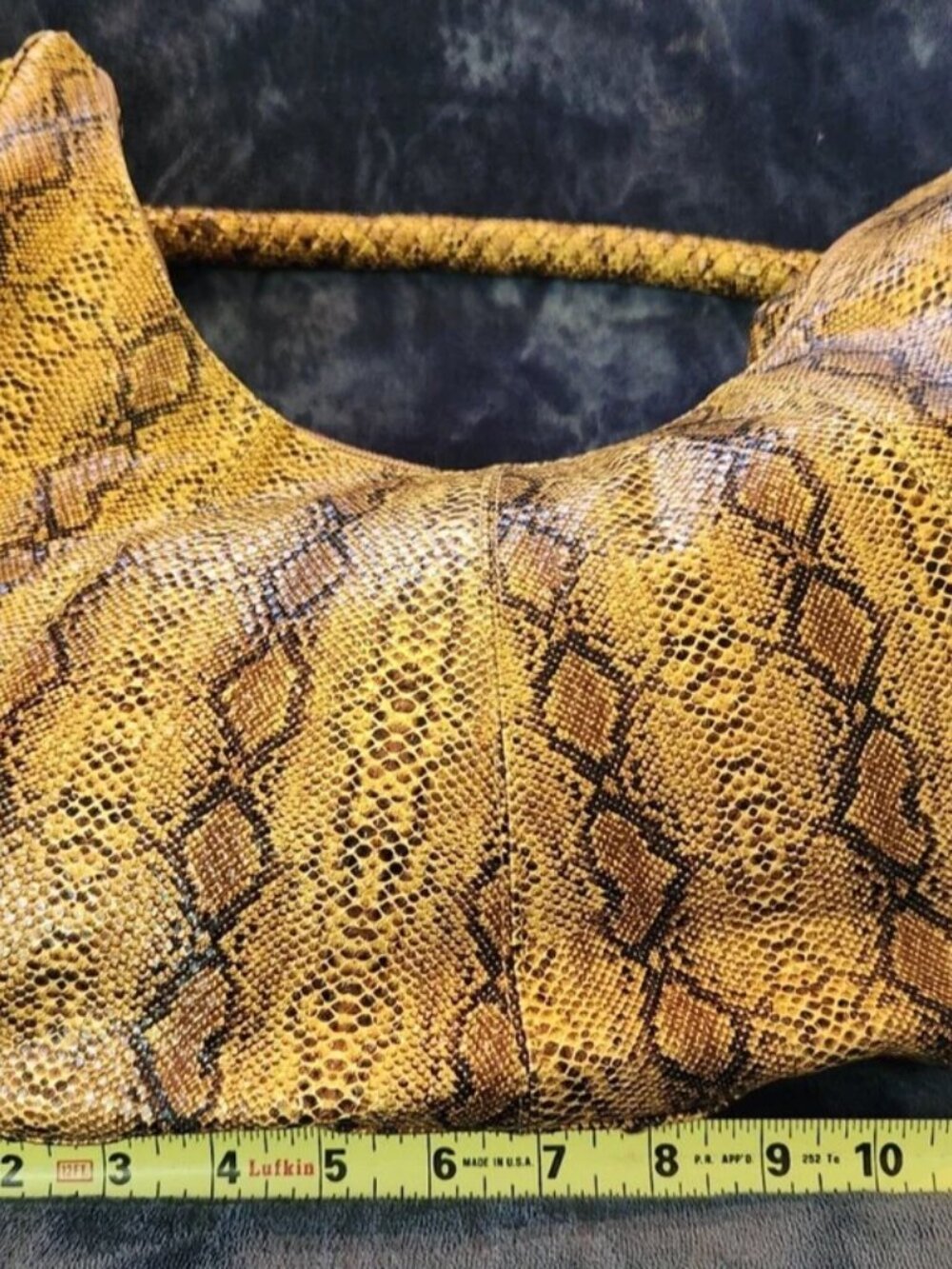 Calla Faux Snakeskin Hobo Handbag Golden Brown Python Print Studded Charm Y2K - Picture 12 of 16